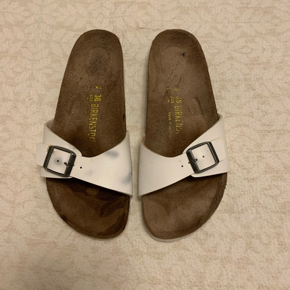 Birnkenstock White Madrid single strap sandals 38